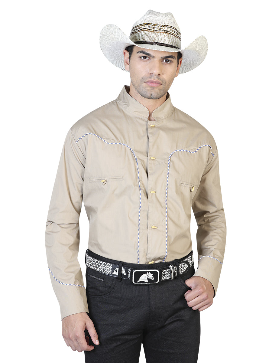 Camisa Vaquera de Hombre El General 2019-107 Charro Casual en 55% Algodón 45% Poliéster Color Khaki 42528