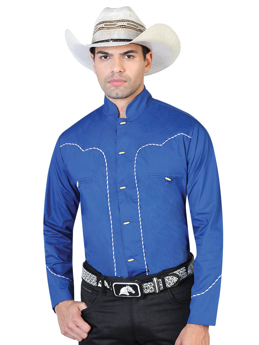 Camisa Vaquera de Hombre El General 2019-107 Charro Casual en 55% Algodón 45% Poliéster Color Azul 42530