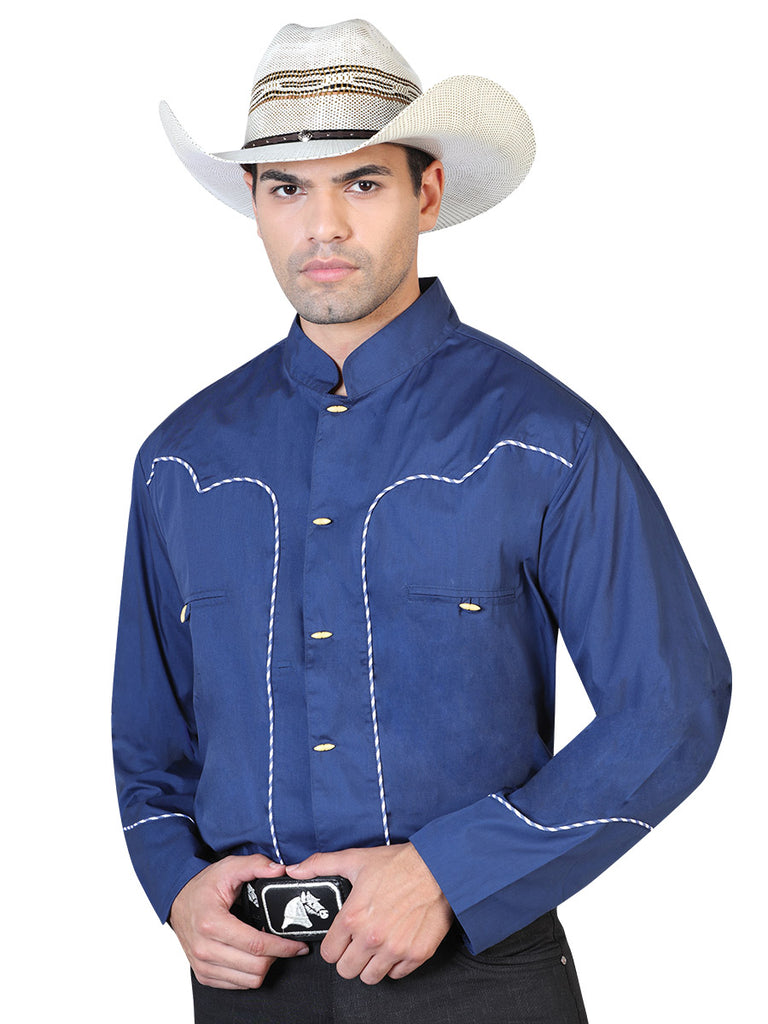 Camisa Vaquera de Hombre El General 2019-107 Charro Casual en 55% Algodón 45% Poliéster Color Azul Marino 42532