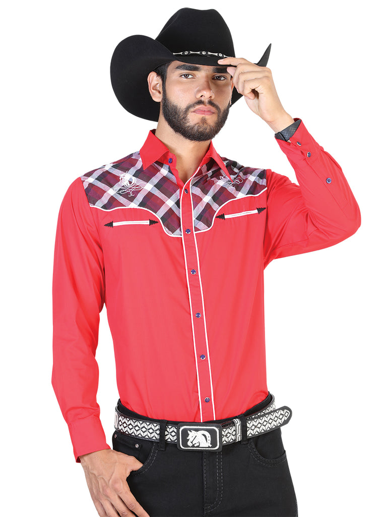 Camisa Vaquera de Hombre El General 2019-108 Broche Casual en 55% Algodón 45% Poliéster Color Rojo 42537