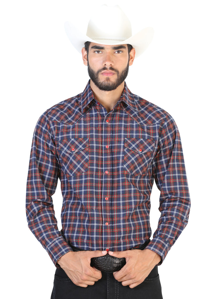 Camisa Vaquera de Hombre El General 2019-110 Manga Larga Casual en 55% Algodón 45% Poliéster Color Negro/Blanco 42541