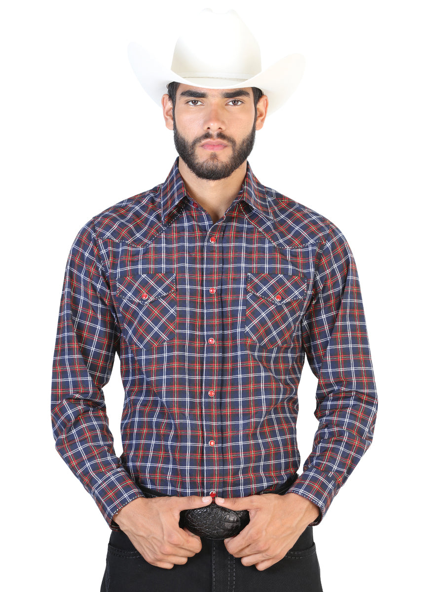 Camisa Vaquera de Hombre El General 2019-110 Manga Larga Casual en 55% Algodón 45% Poliéster Color Negro/Blanco 42541
