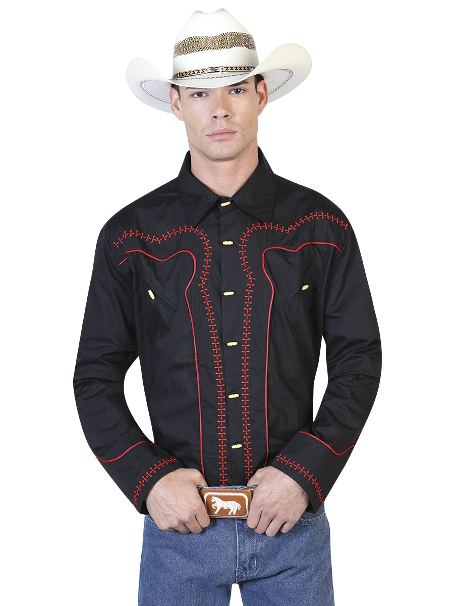 Camisa Vaquera de Hombre El General 2019-115 Bordada Charro en 55% Algodón 45% Poliéster 42547