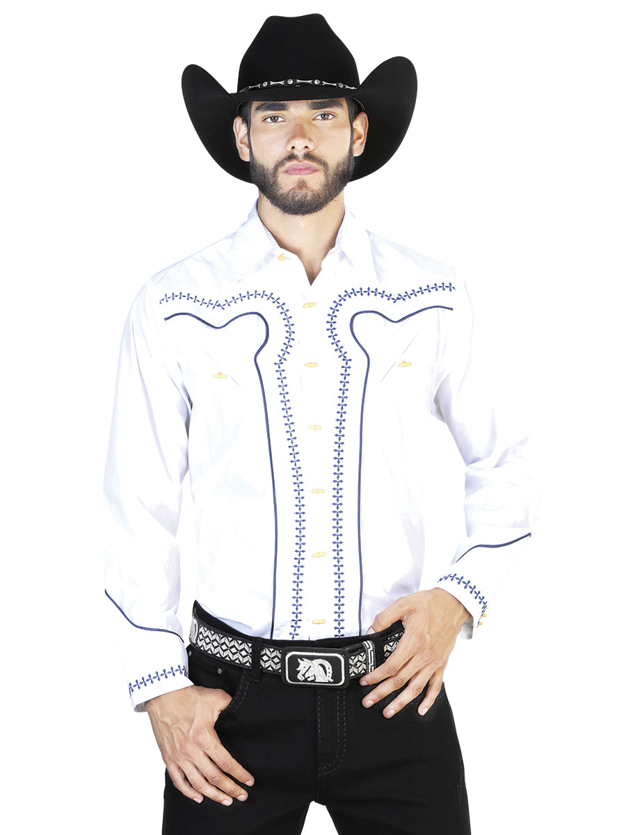 Camisa Vaquera de Hombre El General 2019-115 Charro Casual en 55% Algodón 45% Poliéster Color Blanco 42549