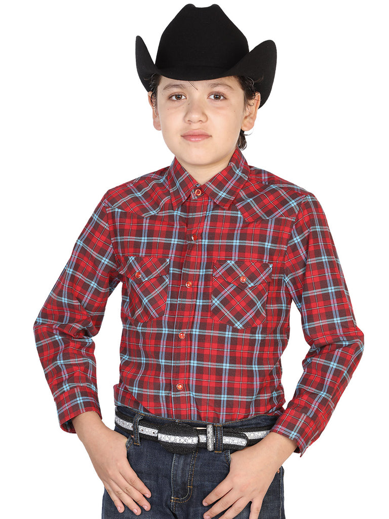 Camisa Vaquera de Niño El General 2019-121 en 55% Algodón 45% Poliéster Color Rojo 42562