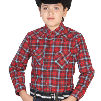 Camisa Vaquera de Niño El General 2019-121 en 55% Algodón 45% Poliéster Color Rojo 42562