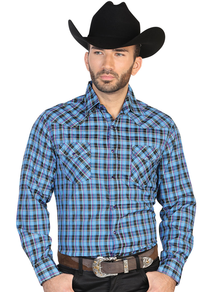 Camisa Vaquera de Hombre El General 019-127 Manga Larga Casual en 55% Algodón 45% Poliéster Color Azul/Negro 42568