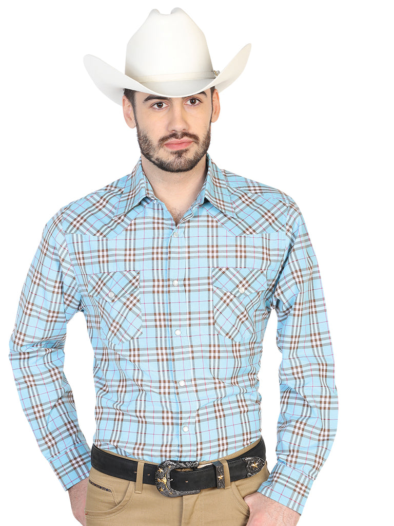 Camisa Vaquera de Hombre El General 2019-133 Manga Larga Casual en 55% Algodón 45% Poliéster Color Azul/Negro 42594