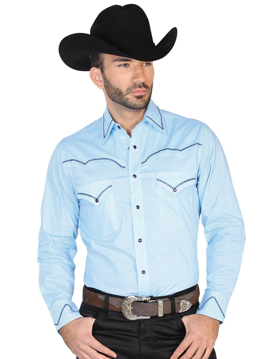 Camisa Vaquera de Hombre El General Estampada/bordada 2019-143 Bordada en 100% Algodón Color Azul Claro 42604