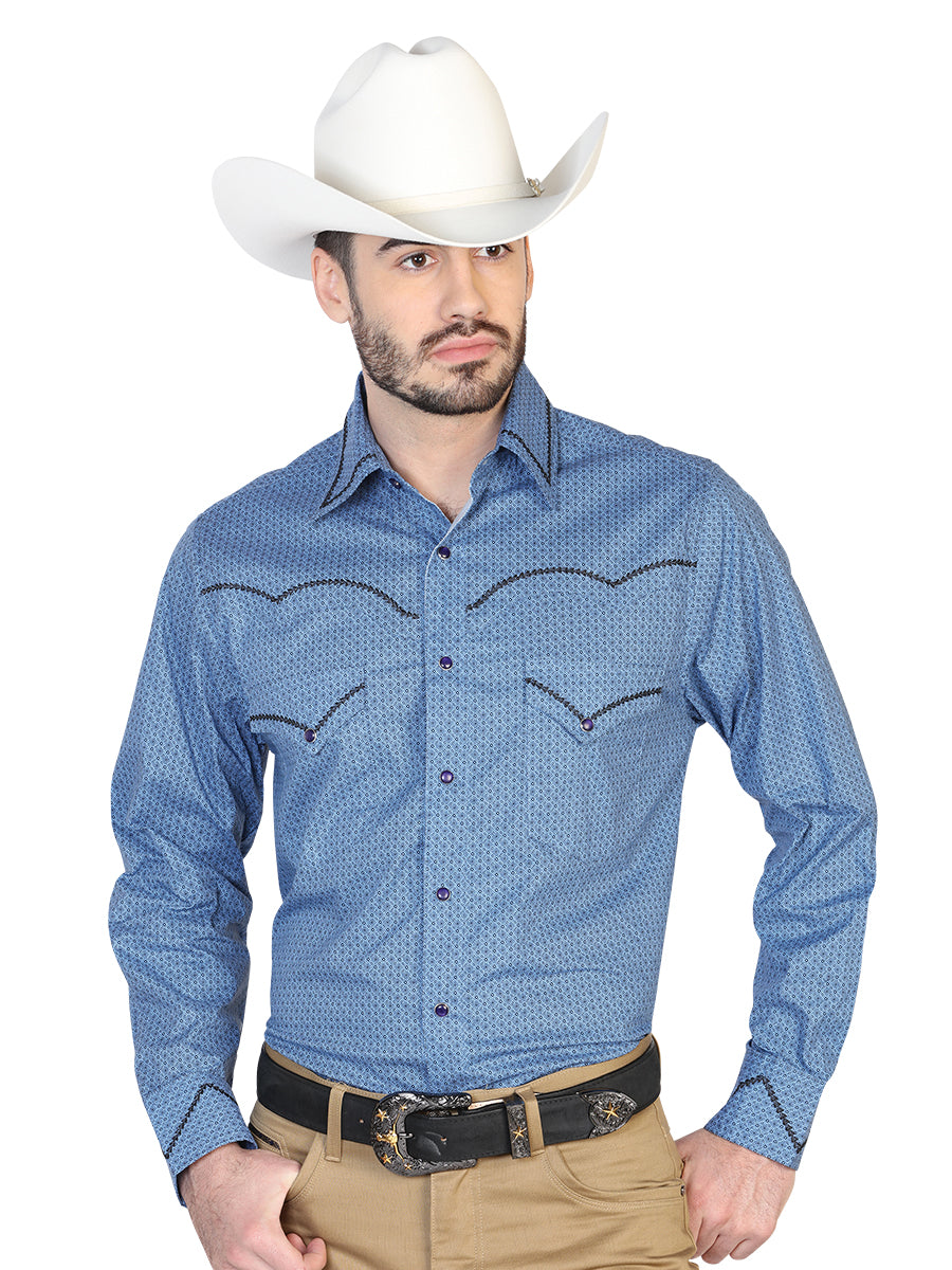 Camisa Vaquera de Hombre El General Estampada/bordada 2019-145 Bordada en 100% Algodón Color Azul Marino 42607