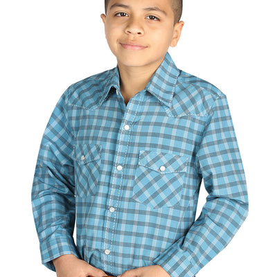 Camisa Vaquera de Niño El General 2019-151 en 55% Algodón 45% Poliéster Color Azul/Blanco 42615