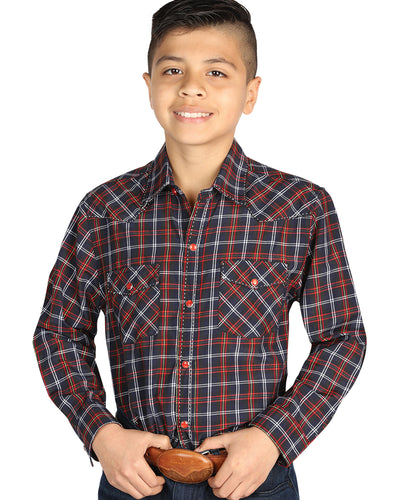 Camisa Vaquera Para Nino El General 2019-153 55% Algodón 45%Polyester Negro/Rojo 42617