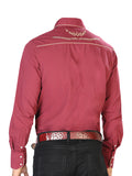 Camisa Vaquera de Hombre El Señor de los Cielos Manga Larga Bordada Casual en 65% Poliéster 35% Algodón Color Dorado 42951