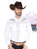 Camisa Vaquera de Hombre El Señor de los Cielos Manga Larga Bordada Casual en 65% Poliéster 35% Algodón Color Blanco/Negro 42957