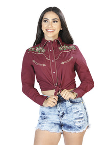 Dama Vino Manga Larga Vaquero Camisa 42965