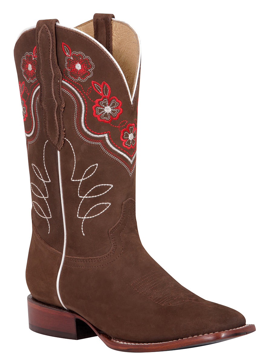 Bota Vaquera Rodeo Mujer El General Piel Nobuck Bovino Camel - Modelo 42980