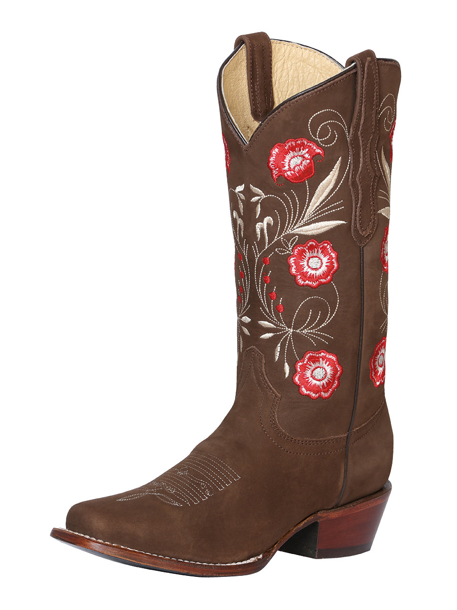 Bota Vaquera Rodeo Mujer El General Piel Nobuck Bovino Camel - Modelo 42984