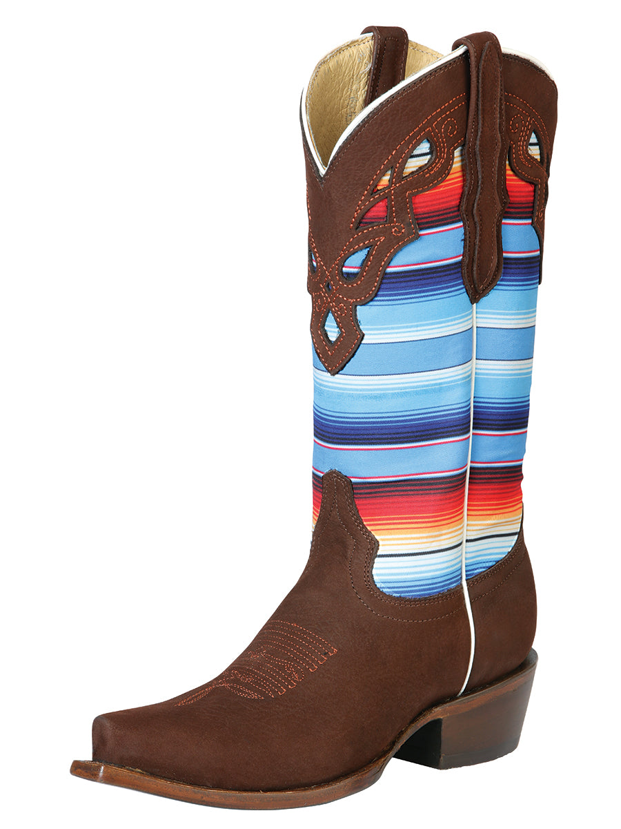 Bota Vaquera Mujer El General Piel Nobuck Bovino Shedron - Modelo 42986