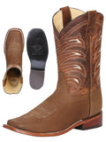 Bota Vaquera Rodeo Hombre El General Piel Crazy Bovino Tan - Modelo 42993