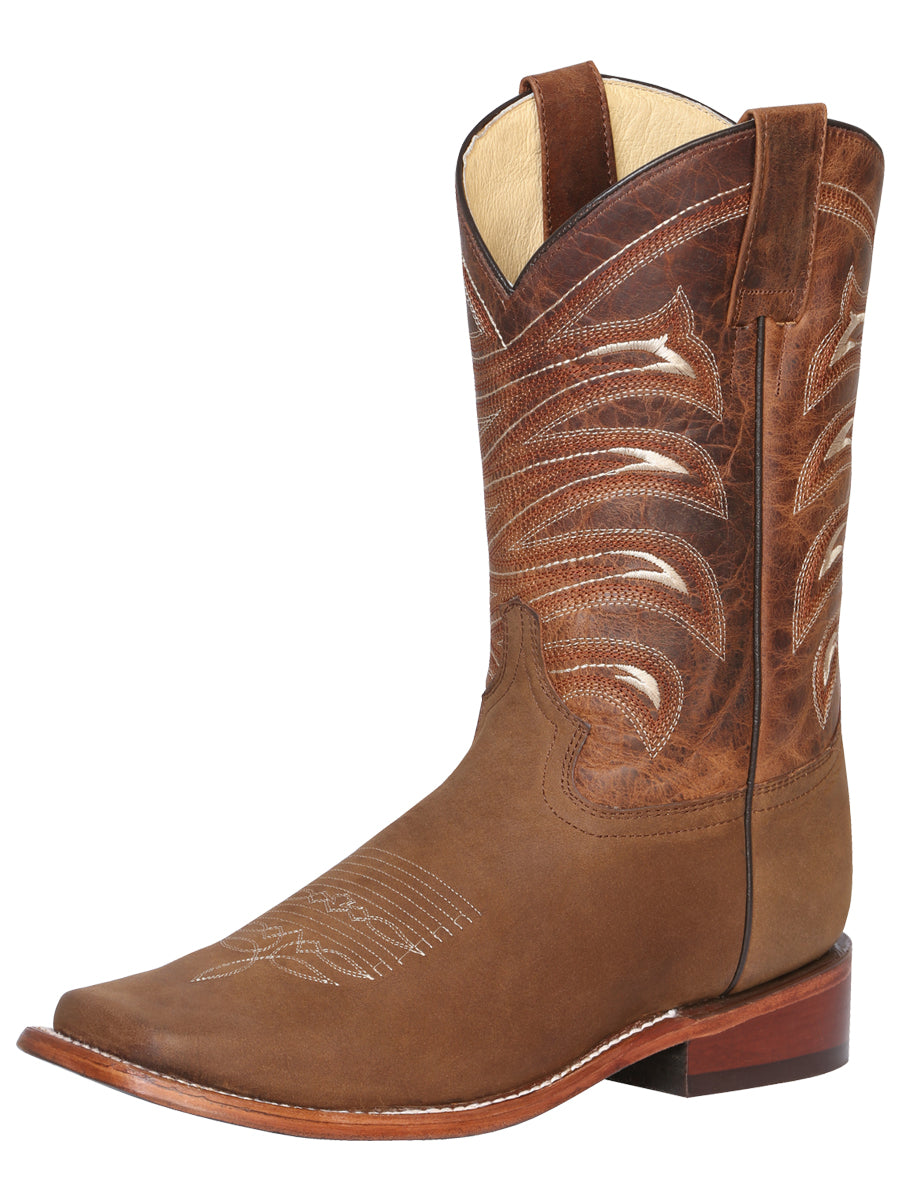 Bota Vaquera Rodeo Hombre El General Piel Crazy Bovino Tan - Modelo 42993