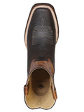 Bota Vaquera Rodeo Hombre El General Piel Crazy Bovino Chocolate - Modelo 43004