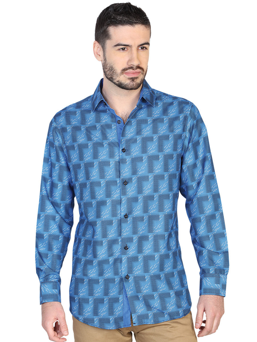 Camisa Vaquera de Hombre El Señor de los Cielos Manga Larga Casual en 100% Poliéster Color Azul 43019