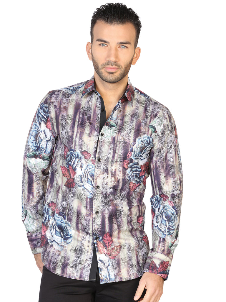 Camisa Vaquera de Hombre El General DE-03 Casual en 100% MODAL Color Rojo/Oro 43112