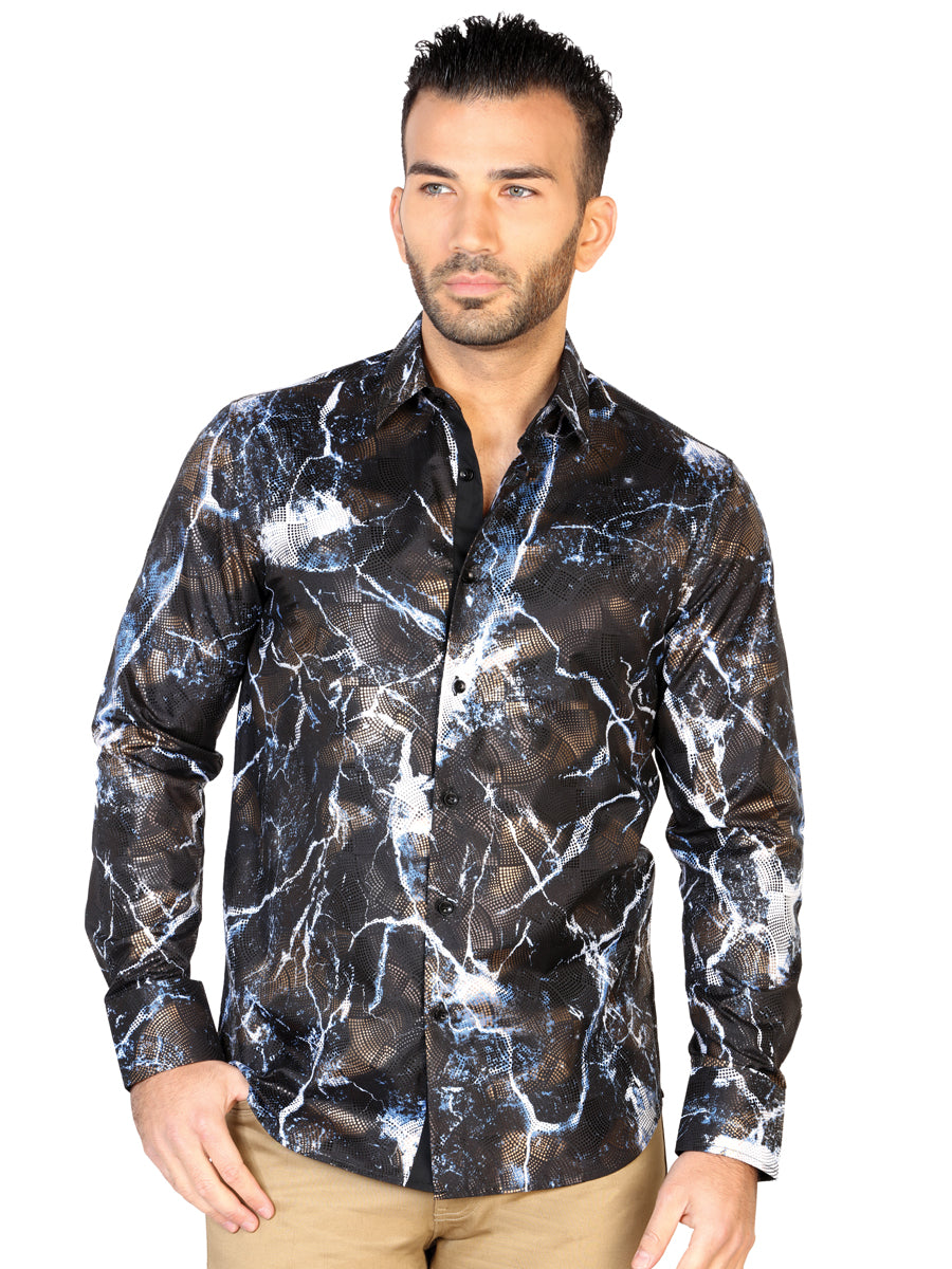 Camisa Vaquera de Hombre El General DE-17 Casual en 100% MODAL Color Negro/Blanco 43119