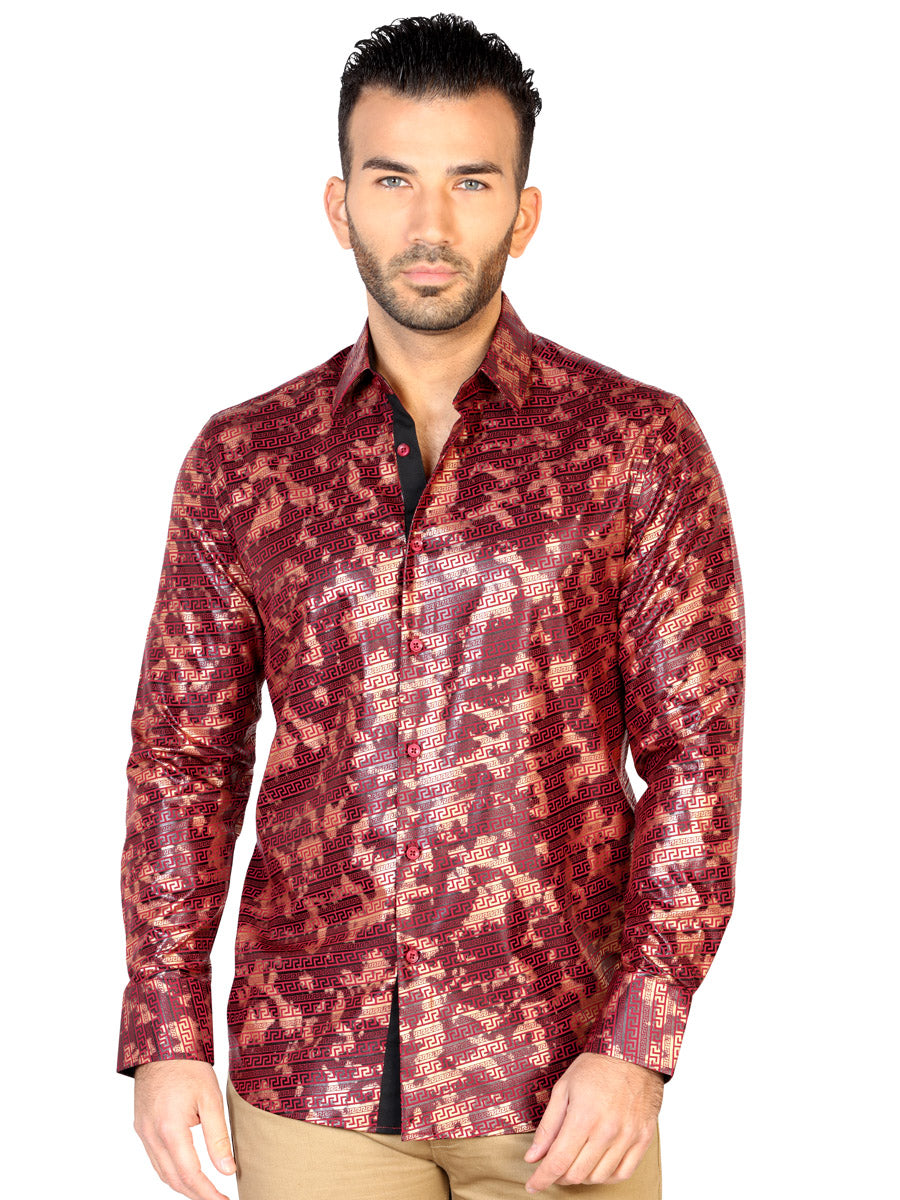 Camisa Vaquera de Hombre El General FL-02 Casual en 5% Spandex 95% MODAL Color Vino 43131
