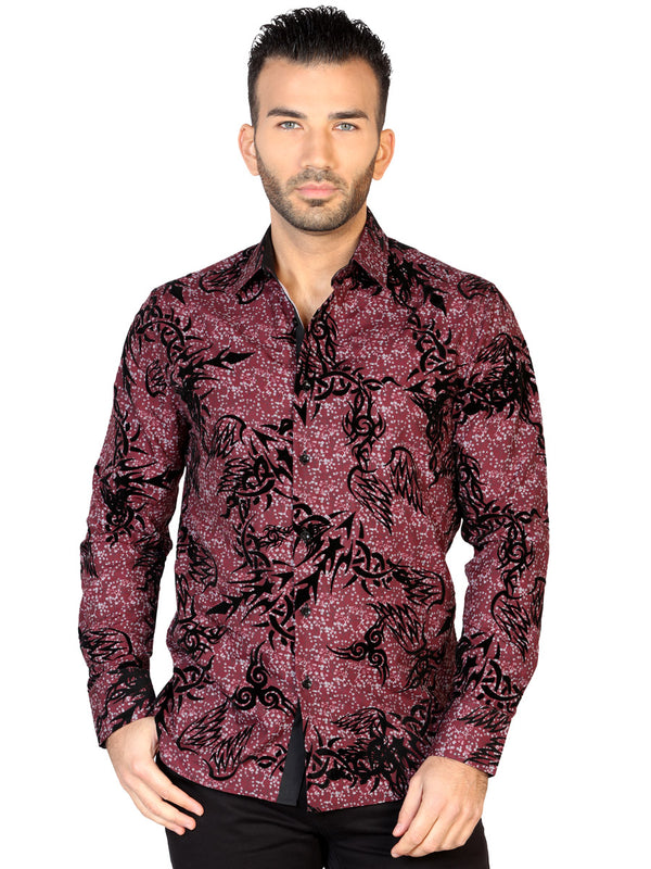 Camisa Vaquera de Hombre El General FL-03 Casual en 100% MODAL Color Vino 43133