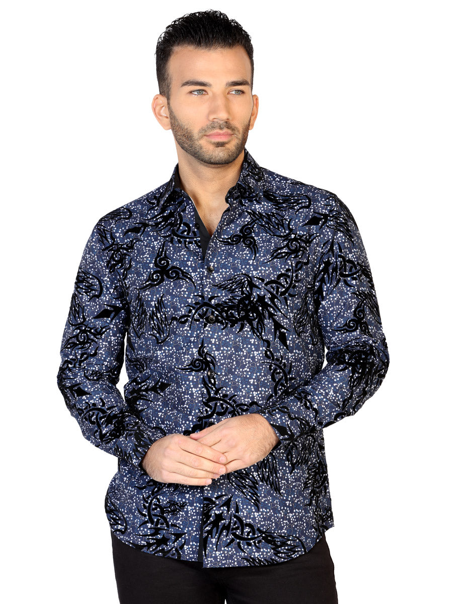Camisa Vaquera de Hombre El General FL-03 Casual en 100% MODAL Color Azul Marino 43135