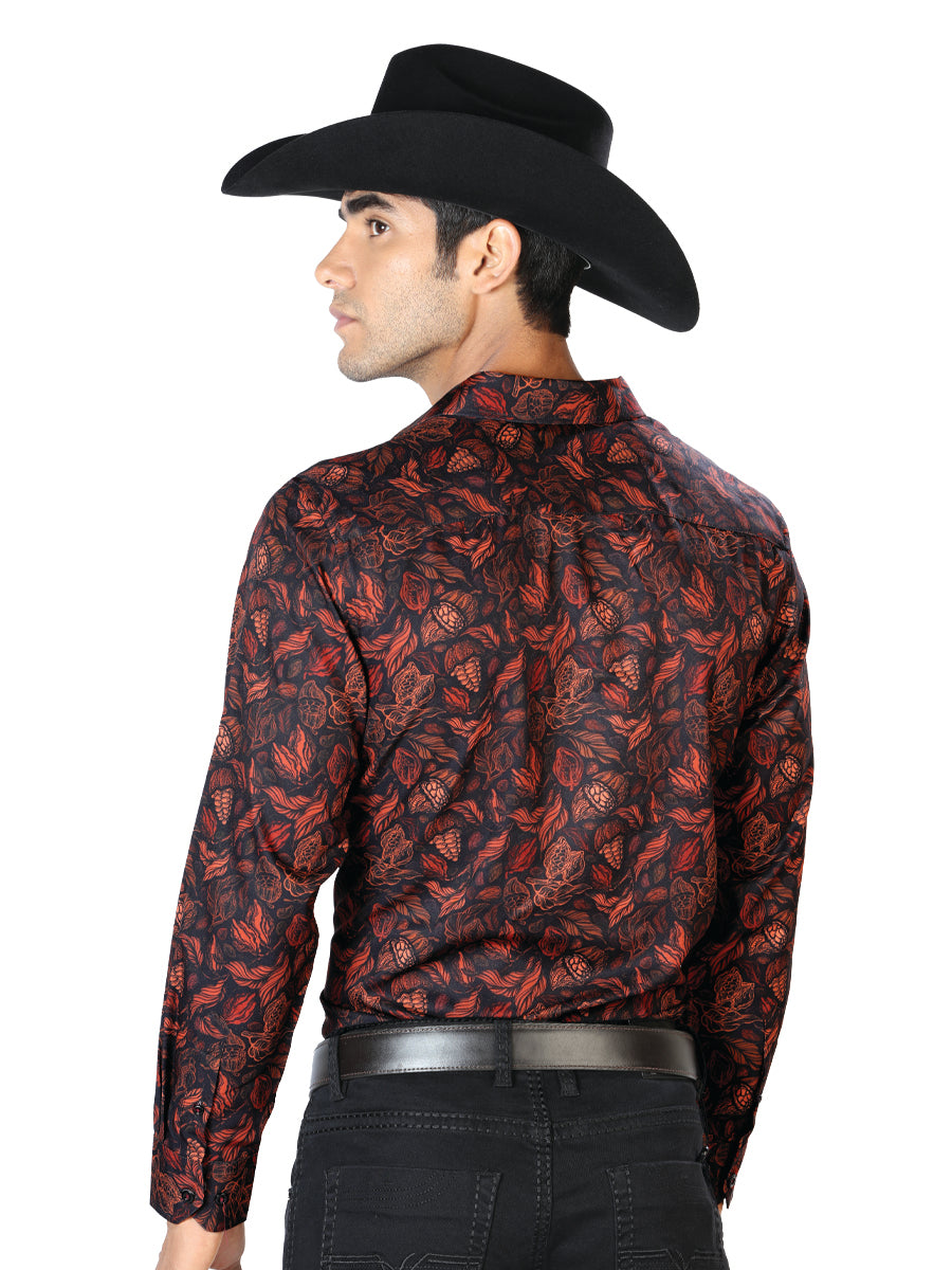 Camisa Vaquera de Hombre El Señor de los Cielos Manga Larga Casual en 97% Poliéster 3% Spandex Color Negro 43541