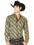 Camisa Vaquera de Hombre El Señor de los Cielos Manga Larga Casual en 97% Poliéster 3% Spandex Color Negro/Beige 43542