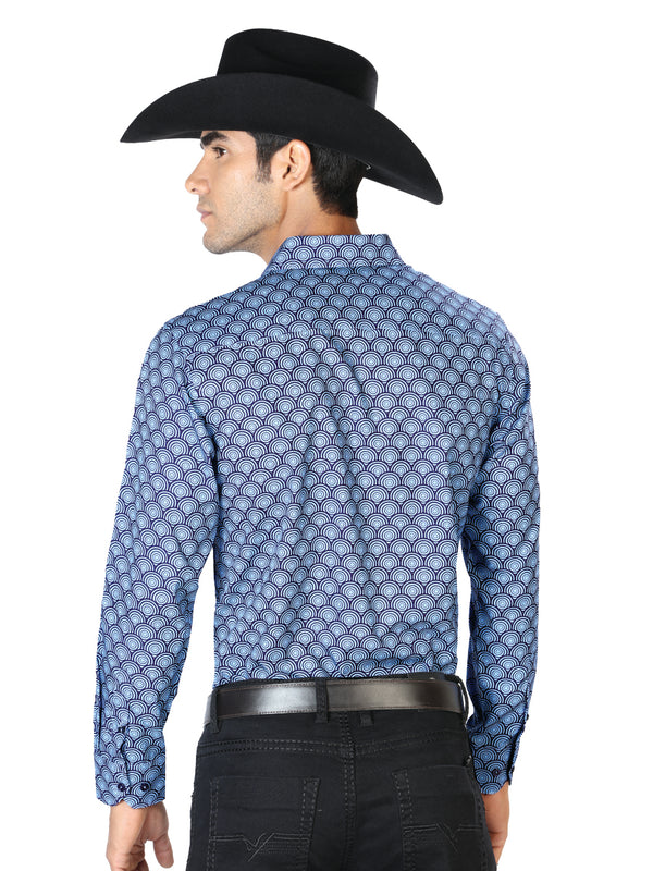 Camisa Vaquera de Hombre El Señor de los Cielos Manga Larga Casual en 97% Poliéster 3% Spandex Color Azul 43544