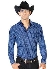 Azul Marino Azul Casual Manga Larga Camisa 43550