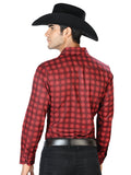 Camisa Vaquera de Hombre El Señor de los Cielos Manga Larga Casual en 97% Poliéster 3% Spandex Color Rojo 43552