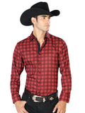 Camisa Vaquera de Hombre El Señor de los Cielos Manga Larga Casual en 97% Poliéster 3% Spandex Color Rojo 43552