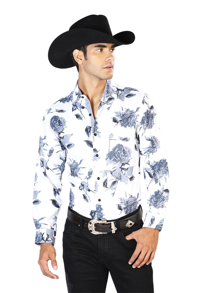 Camisa Vaquera de Hombre El Señor de los Cielos WH-212 Manga Larga Casual en 97% Poliéster 3% Spandex Color Gris 43559