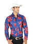 Azul y Rojo Casual Manga Larga Camisa 43563