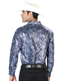 Azul Marino Azul Casual Manga Larga Camisa 43565