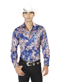 Azul Casual Manga Larga Camisa 43579