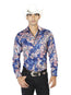 Azul Casual Manga Larga Camisa 43579