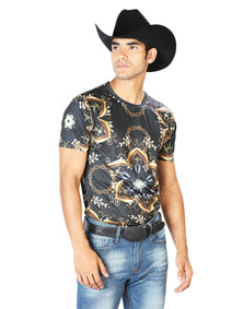 T-Shirt S/SLEEVE El Señor de los Cielos WH-060 97% Polyester 3% Spandex BLACK/GOLD 43603