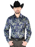 Camisa Vaquera de Hombre El Señor de los Cielos Manga Larga Casual en 97% Poliéster 3% Lycra Color Azul 43666