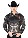 Camisa Vaquera de Hombre El Señor de los Cielos Manga Larga Casual en 97% Poliéster 3% Lycra Color Negro 43669