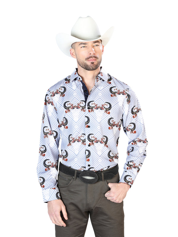 Gris y Negro Casual Manga Larga Camisa 43693