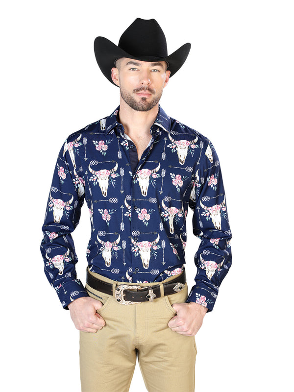 Azul Marino Azul Manga Larga Casual Manga Larga Camisa 43694