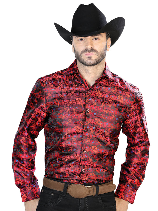 Casual Camisa L/ Manga El Señor De Los Cielos 2108030 100% Poliéster Rojo/Azul 43702