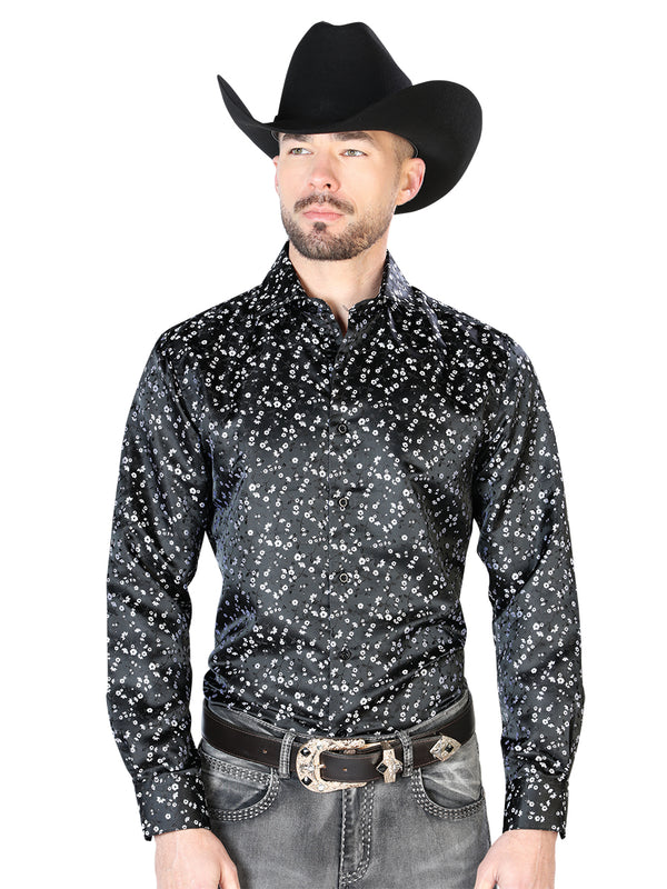 Camisa Casual Manga Larga El Señor De Los Cielos 210832 100% Microfibra Negro 43704