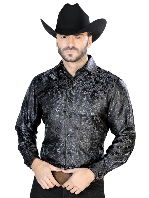 Camisa Casual L/ Manga El Señor De Los Cielos 2108033 100% Microfibra Gris Oscuro 43705